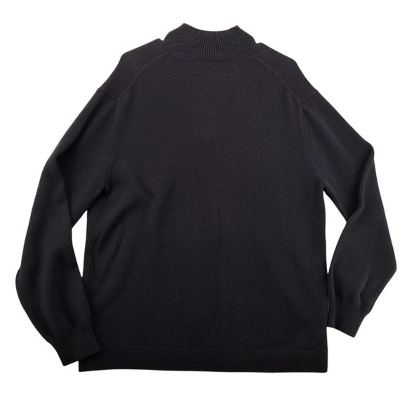 Perry Ellis Sweater Men's Long Sleeve 1/4 Zip Mock Neck Pullover Black XL - Picture 3 of 10
